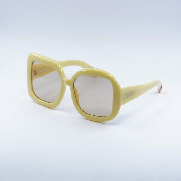 Jacquemus CARRE ROND JAC/10 C3 Sunglasses Yellow Geometric Frame, Yellow Lenses - Picture 1 of 13